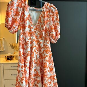 Orange floral mini dress